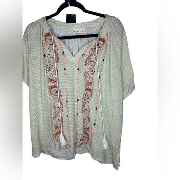 Dress Up Medium Boho green peasant top - Picture 1 of 5